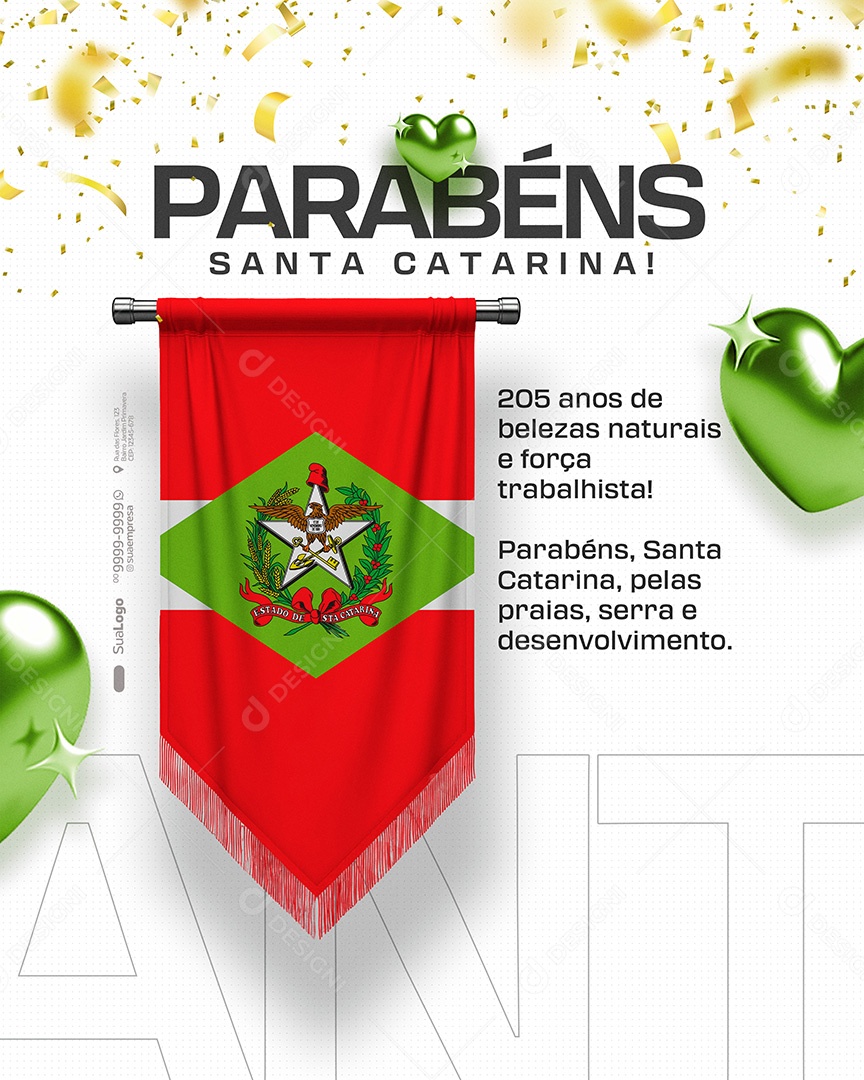 Parabéns Estado da Santa Catarina Social Media PSD Editável