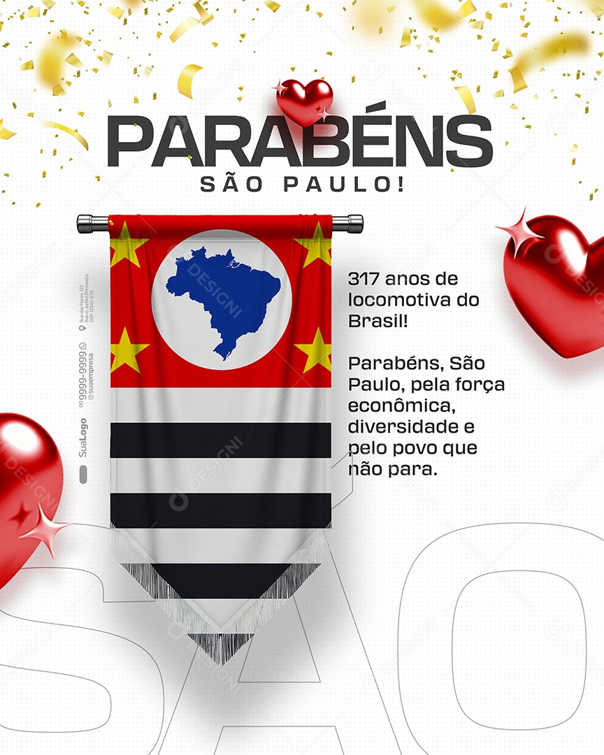 Parabéns Estado da São Paulo Social Media PSD Editável