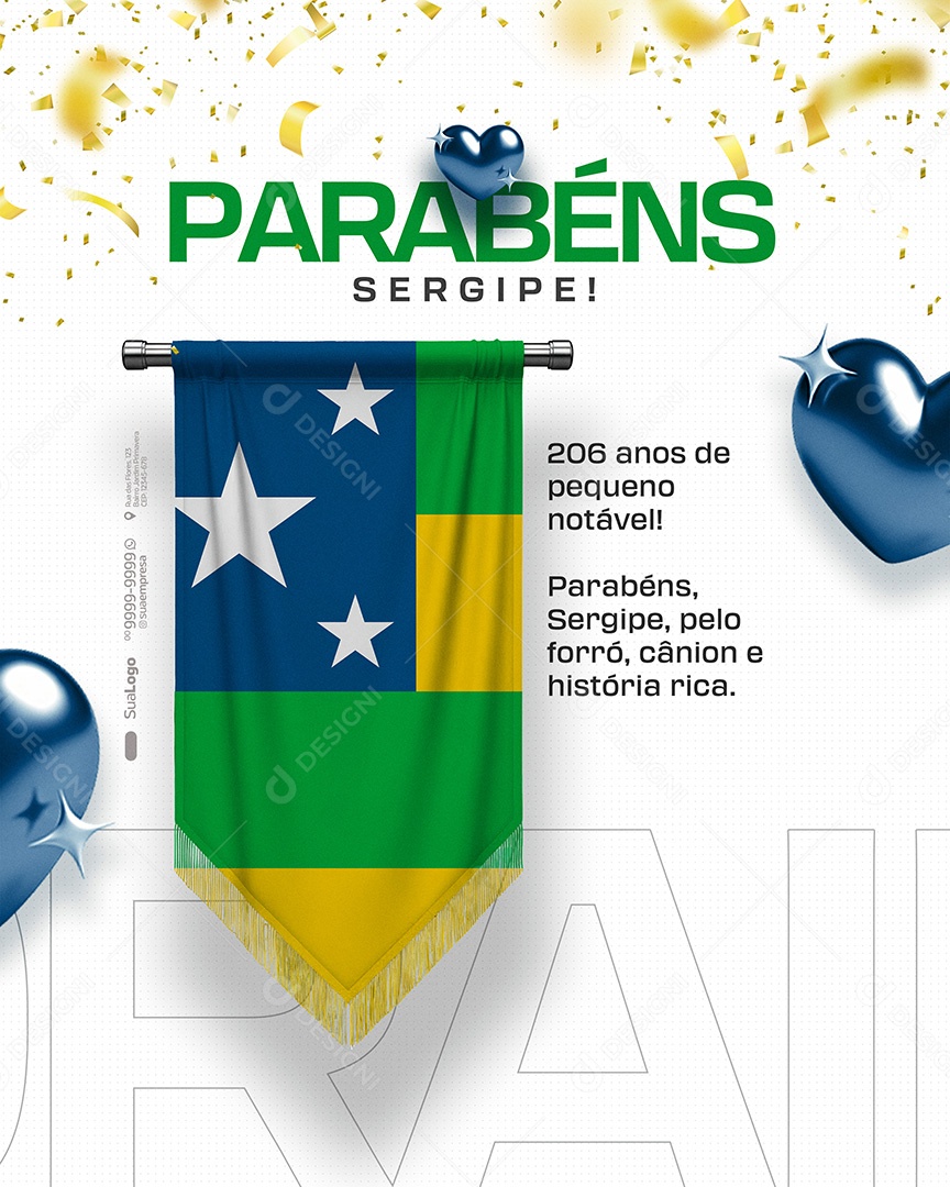 Parabéns Estado da Sergipe Social Media PSD Editável