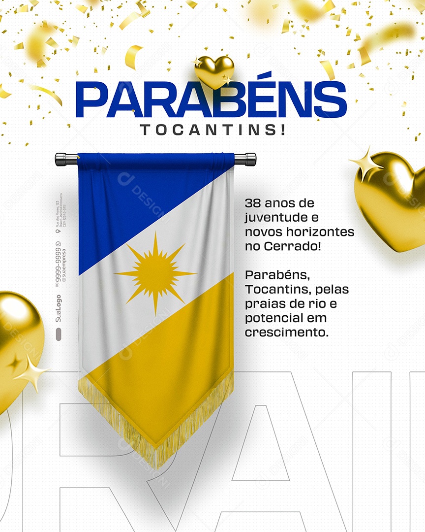 Parabéns Estado da Tocantins Social Media PSD Editável