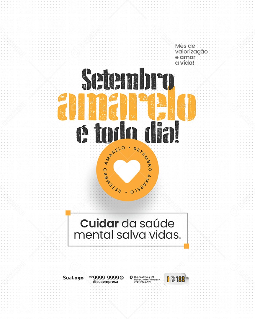 Setembro Amarelo Cuidas da Saúde Social Media PSD Editavel
