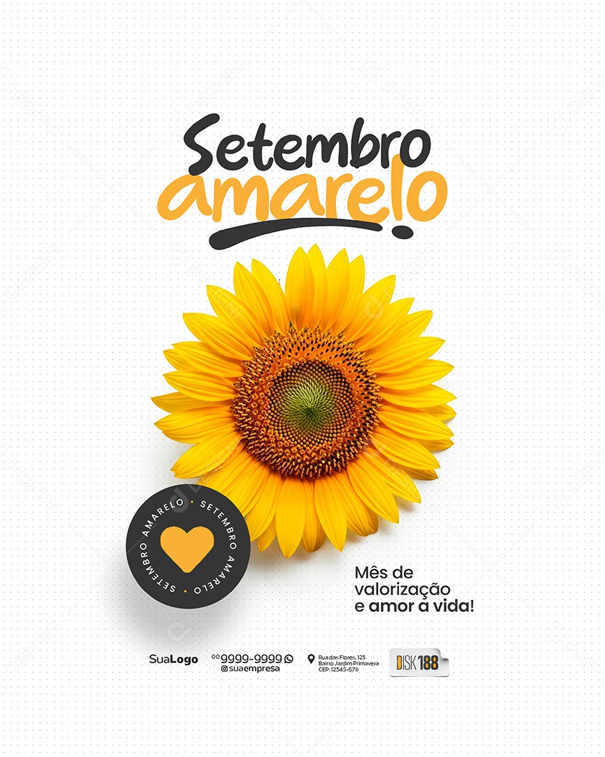 Setembro Amarelo Mês de Valorização Social Media PSD Editavel