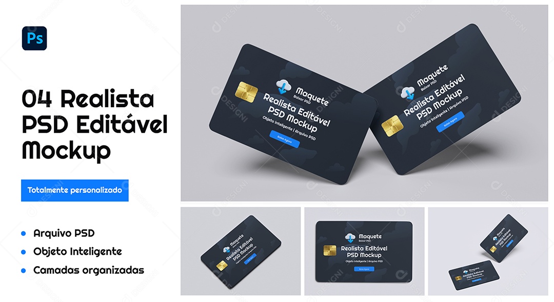 Cartão de Crédito Mockup PSD Editável