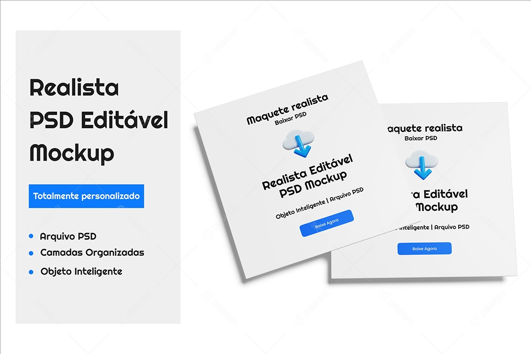 Mockup Realista de Cartões de Visita Branco PSD
