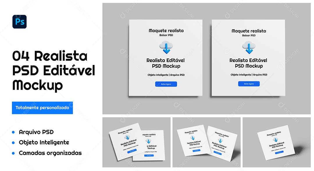Mockup Realista de Cartões de Visita Branco PSD
