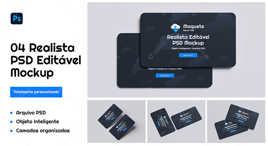 Mockup Realista de Cartões de Visita Preto PSD