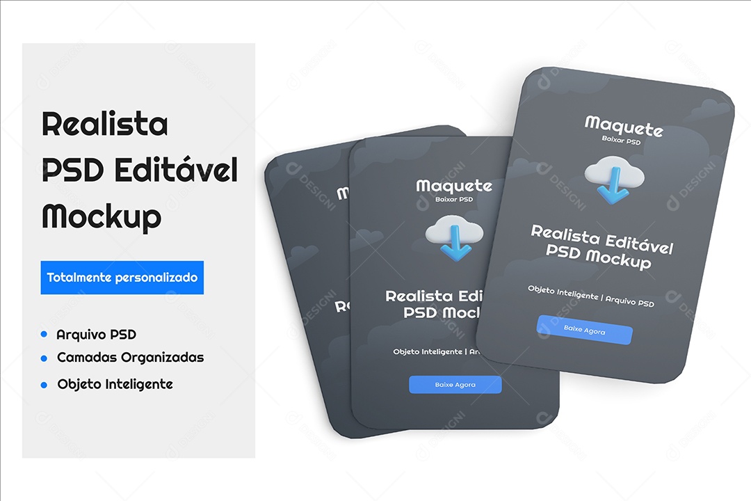 Mockup Realista de Cartões de Visita Branco PSD