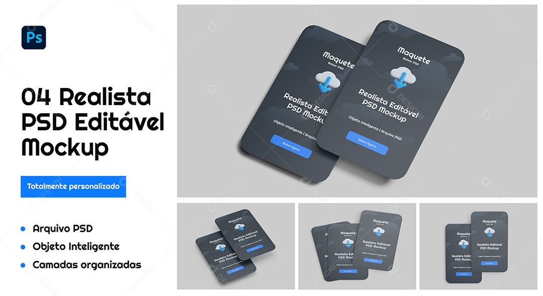 Mockup Realista de Cartões de Visita Branco PSD