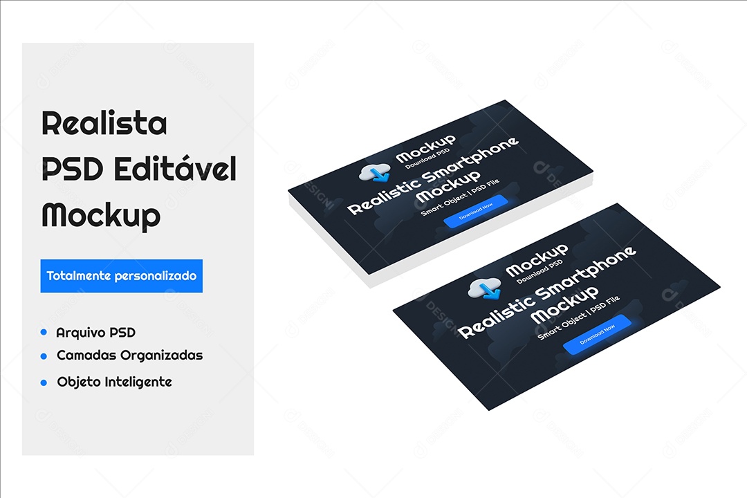 Mockup Realista de Cartões de Visita Branco PSD