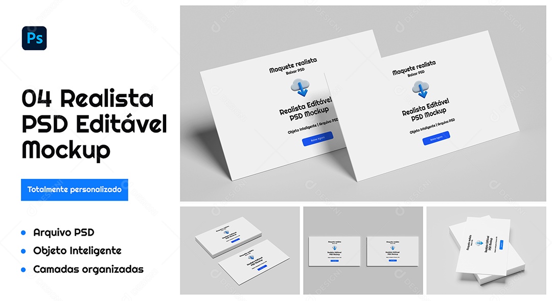 Mockup Realista de Cartões de Visita Branco PSD