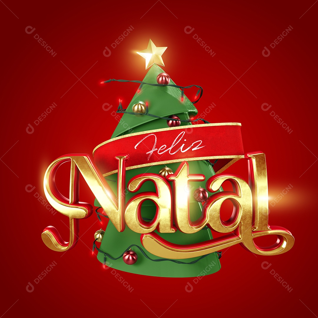 Feliz Natal Selo 3D para Composição PSD