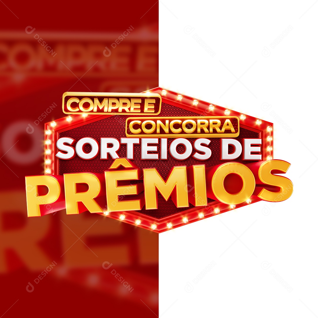 Compre e Concorra Sorteios de Prêmios Selo 3D para Composição PSD