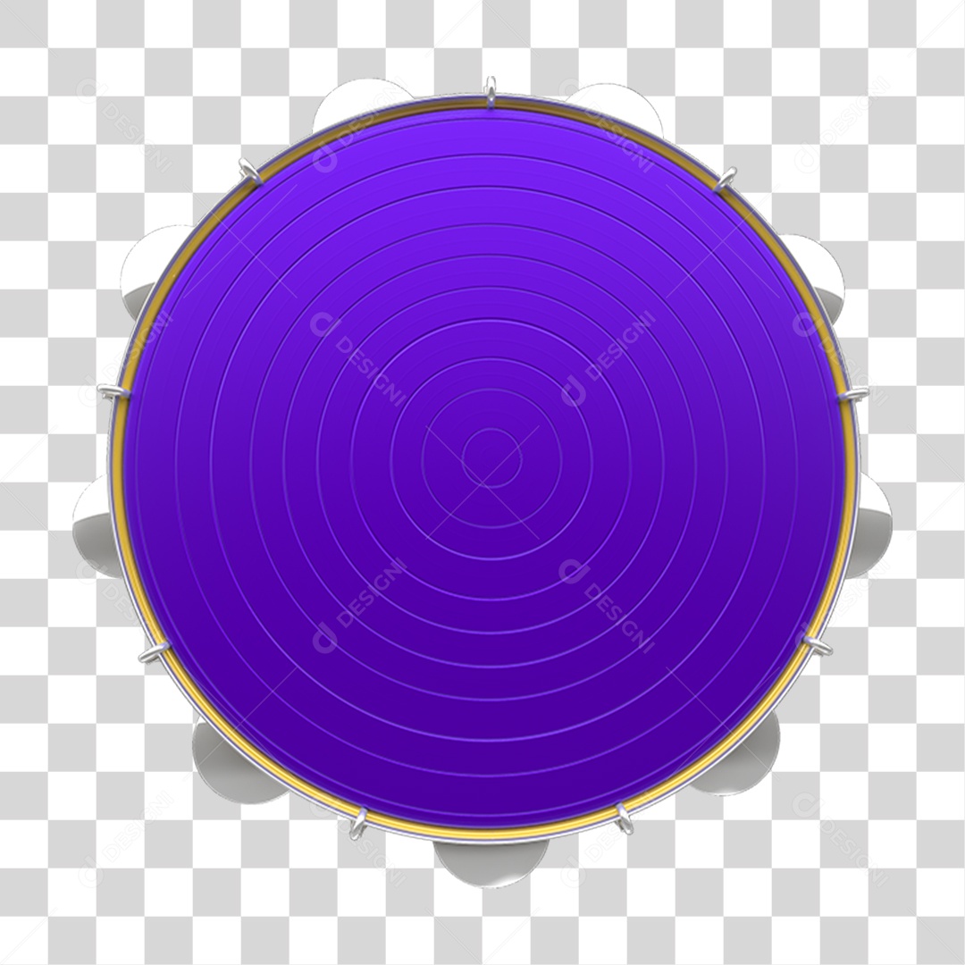 Elemento 3D Pandeiro de Carnaval PNG Transparente