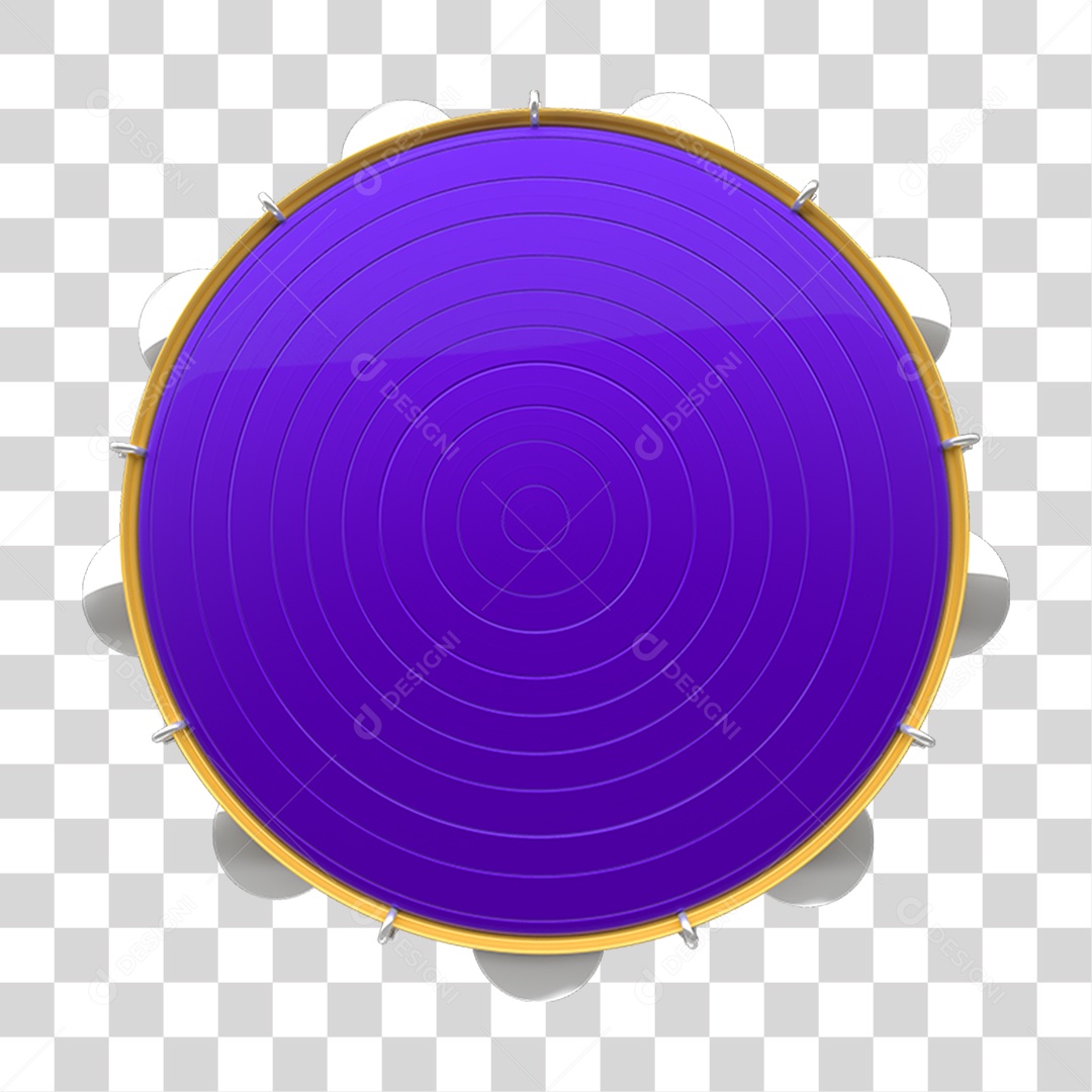 Elemento 3D Pandeiro de Carnaval PNG Transparente