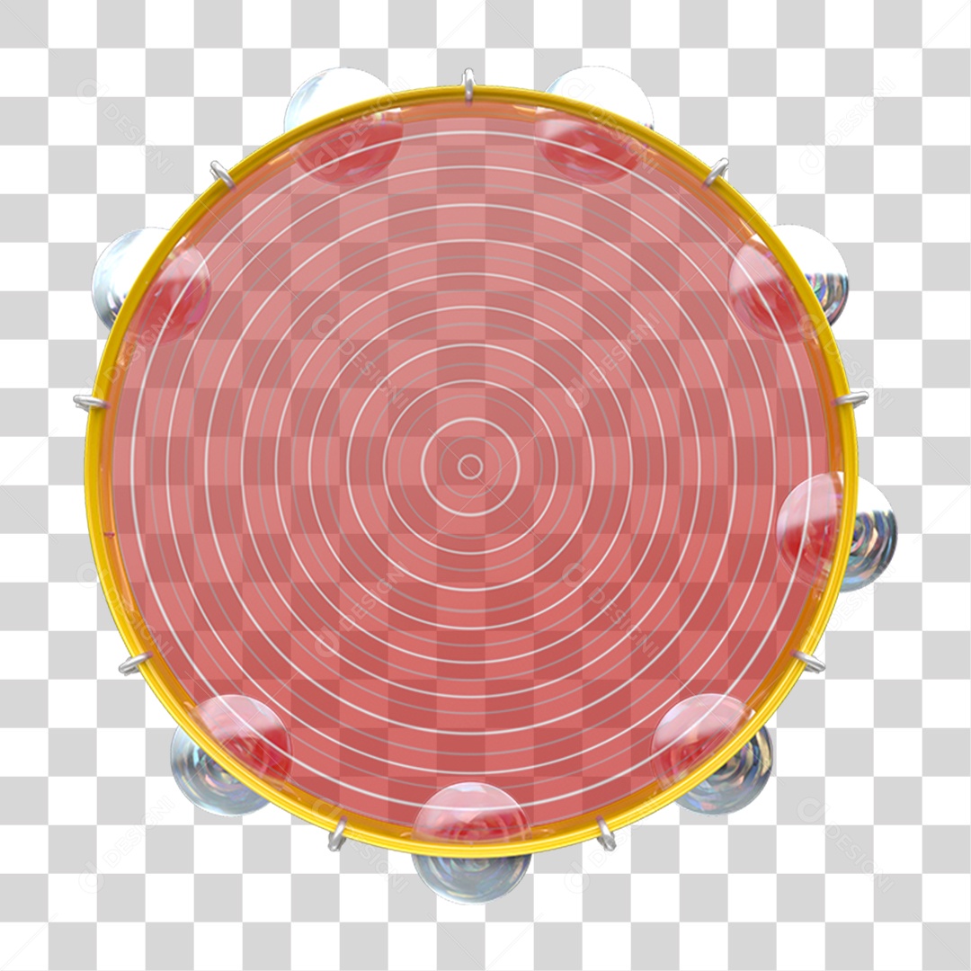 Elemento 3D Pandeiro de Carnaval PNG Transparente