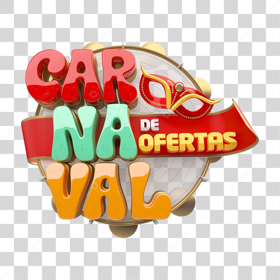 Selo 3D Carnaval de Ofertas PNG Transparente