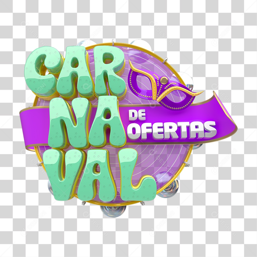 Selo 3D Carnaval de Ofertas PNG Transparente