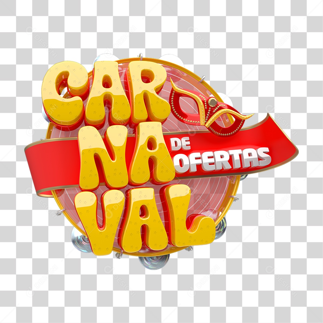 Selo 3D Carnaval de Ofertas PNG Transparente