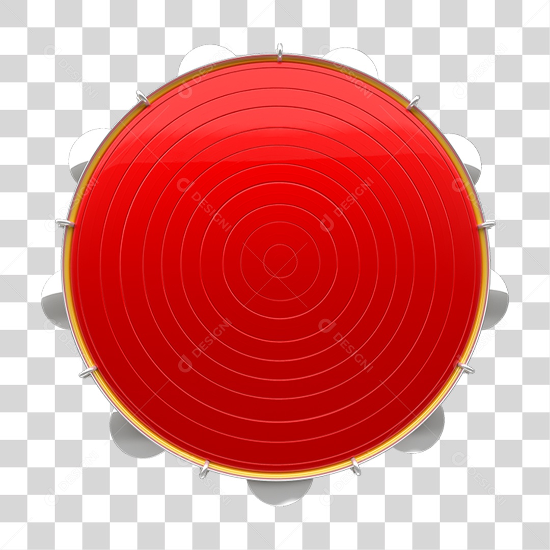 Elemento 3D Pandeiro de Carnaval PNG Transparente