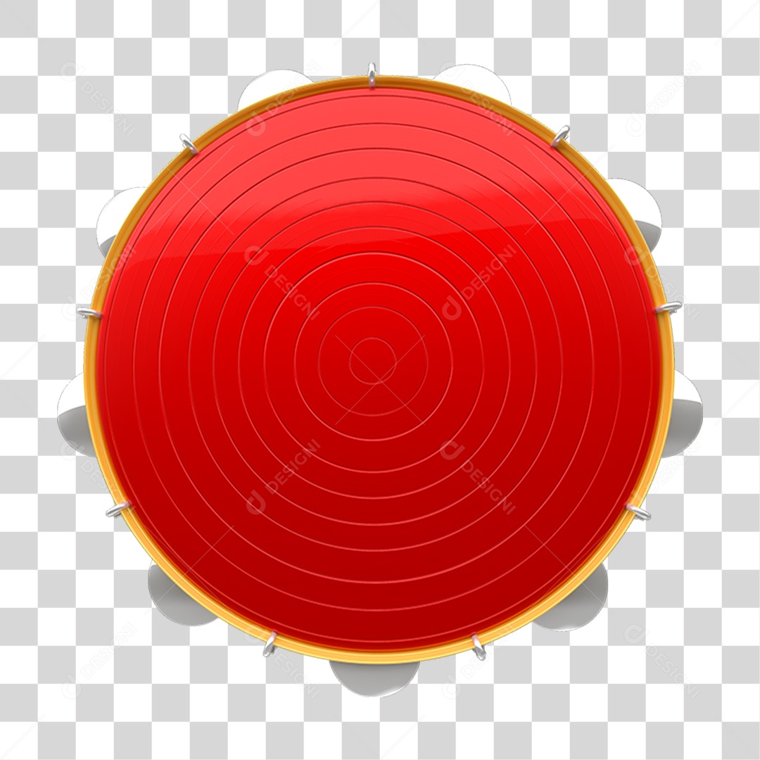 Elemento 3D Pandeiro de Carnaval PNG Transparente