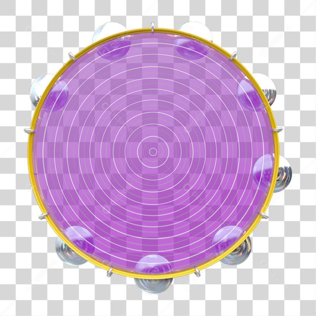 Elemento 3D Pandeiro de Carnaval PNG Transparente