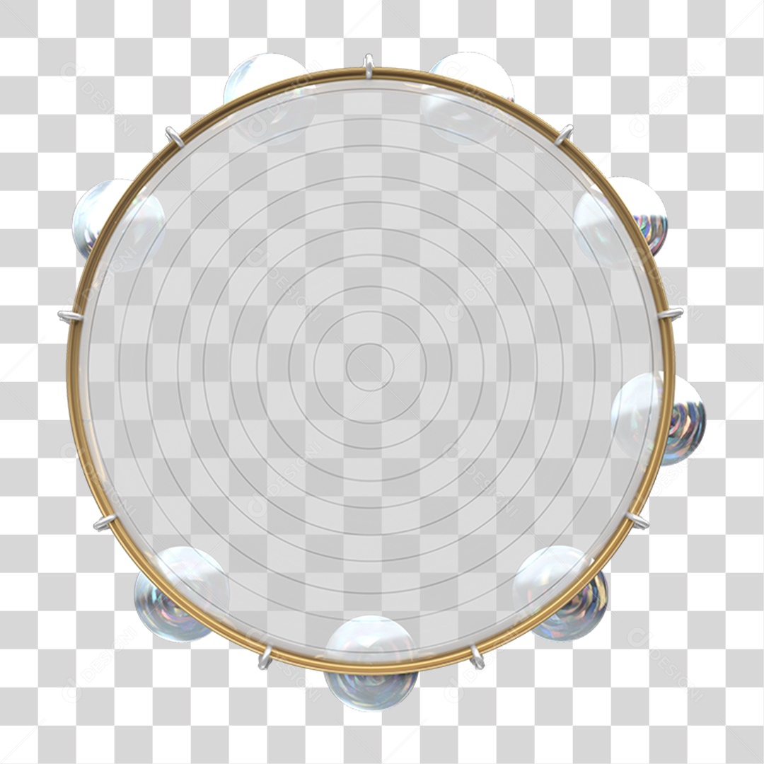 Elemento 3D Pandeiro de Carnaval PNG Transparente