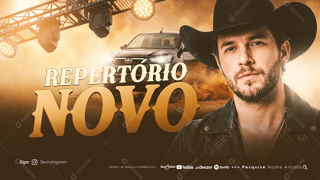 Capa Para Youtube Repertório Novo Social Media PSD Editável