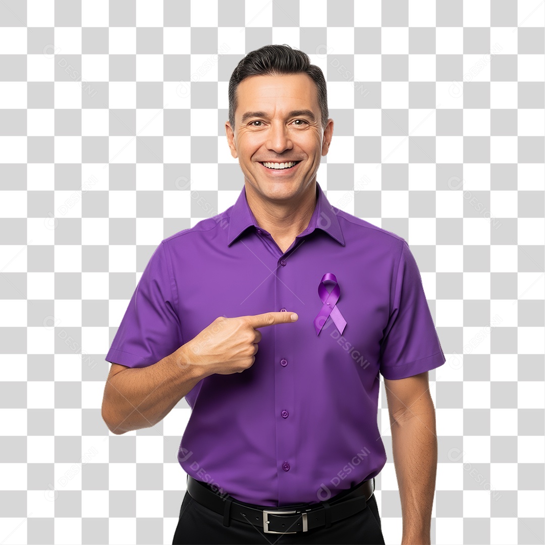 Homem em Campanha Fevereiro Roxo PNG Transparente