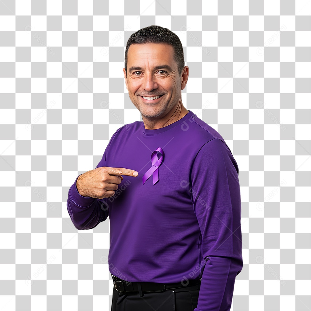 Homem em Campanha Fevereiro Roxo PNG Transparente
