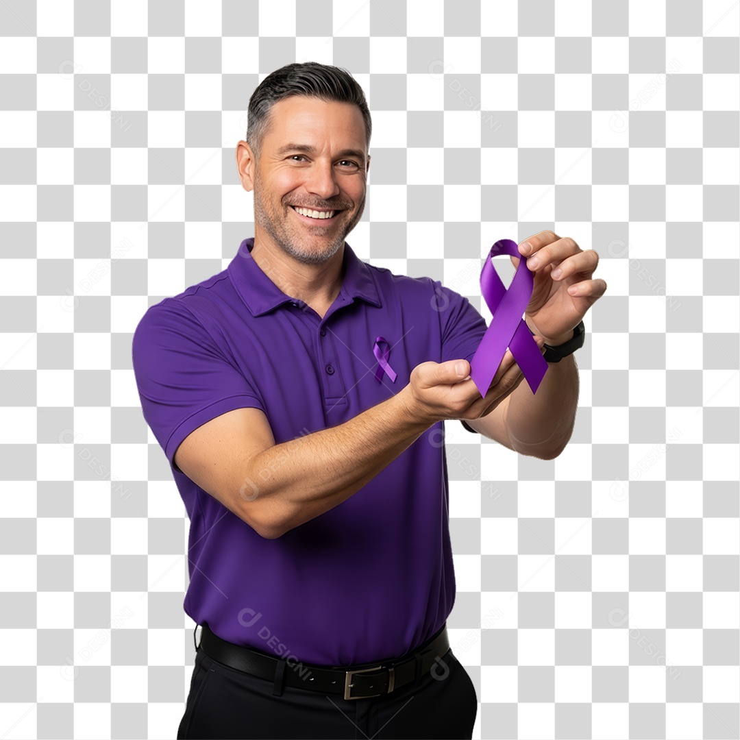 Homem em Campanha Fevereiro Roxo PNG Transparente