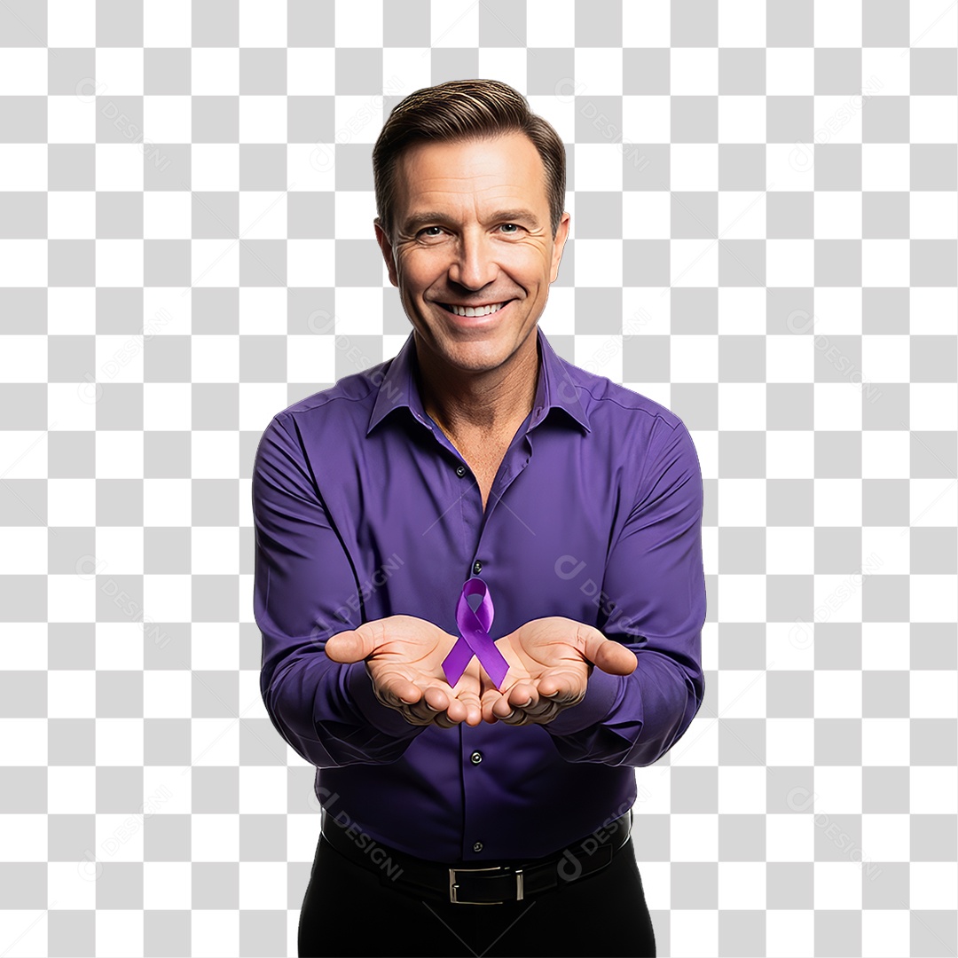Homem em Campanha Fevereiro Roxo PNG Transparente