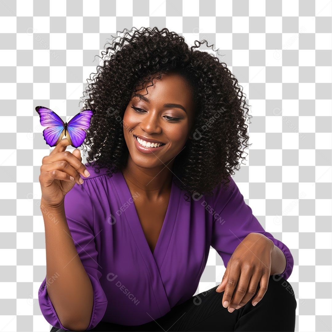Mulher em Campanha Fevereiro Roxo PNG Transparente
