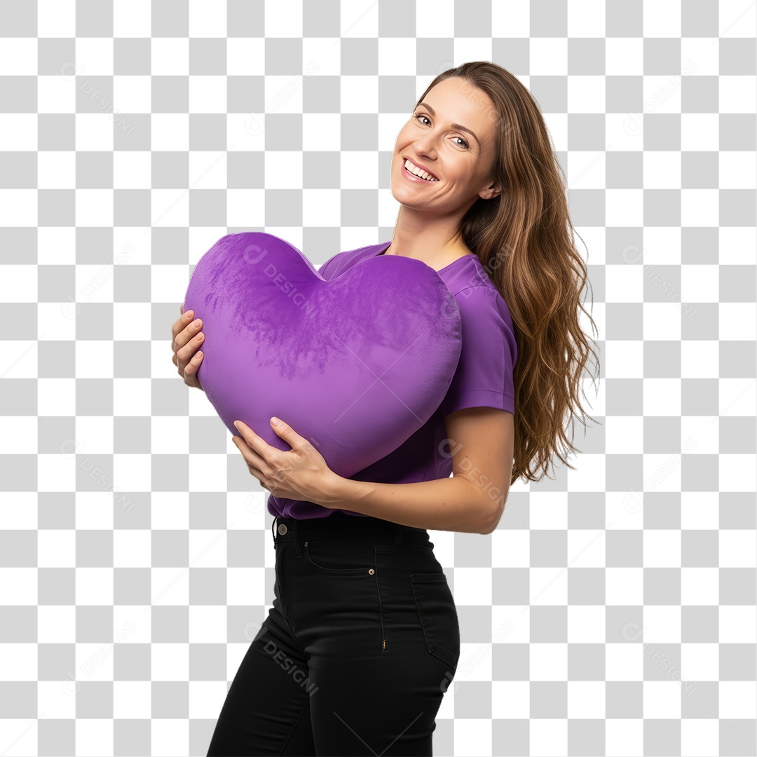Mulher em Campanha Fevereiro Roxo PNG Transparente