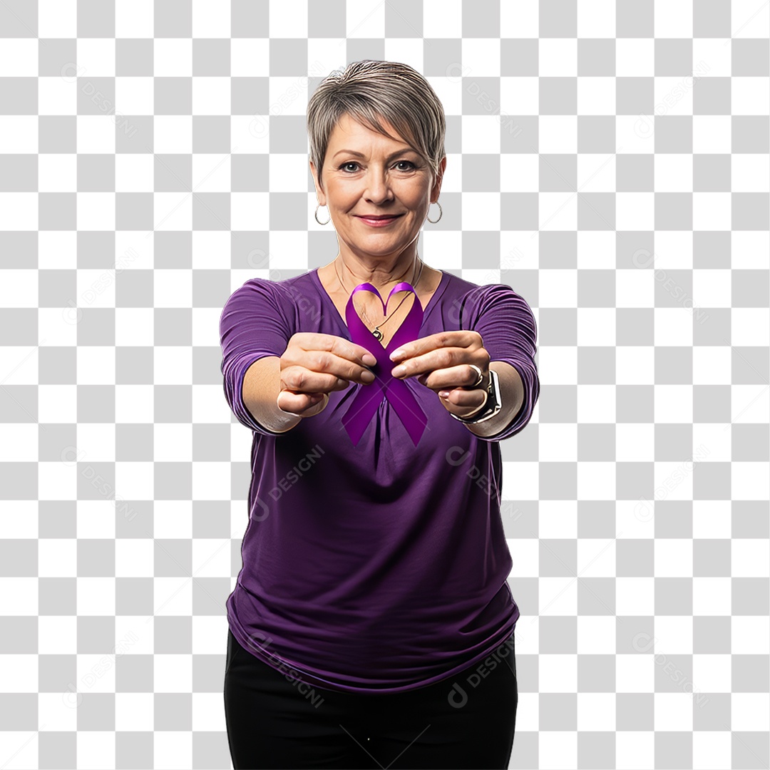 Mulher em Campanha Fevereiro Roxo PNG Transparente