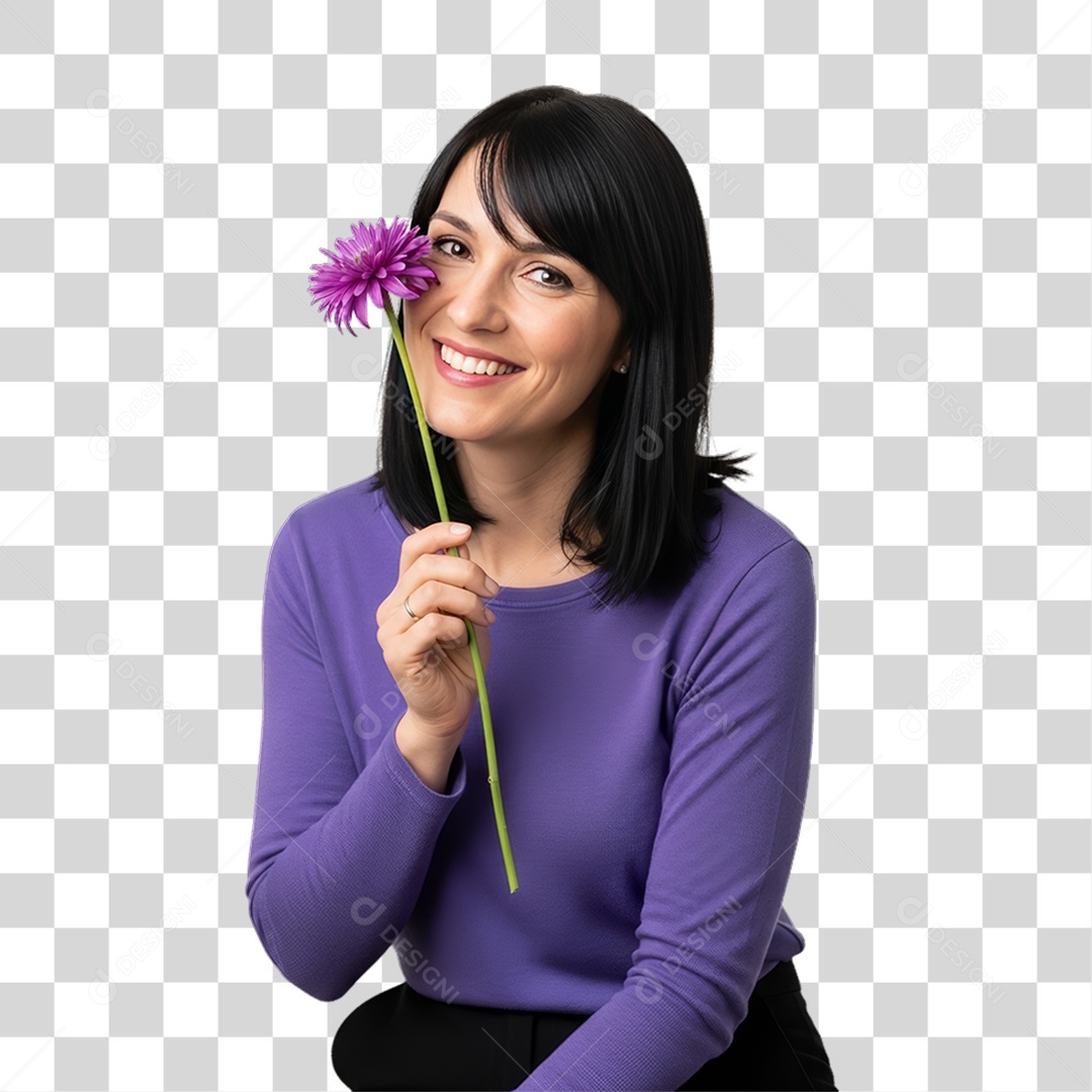 Mulher em Campanha Fevereiro Roxo PNG Transparente