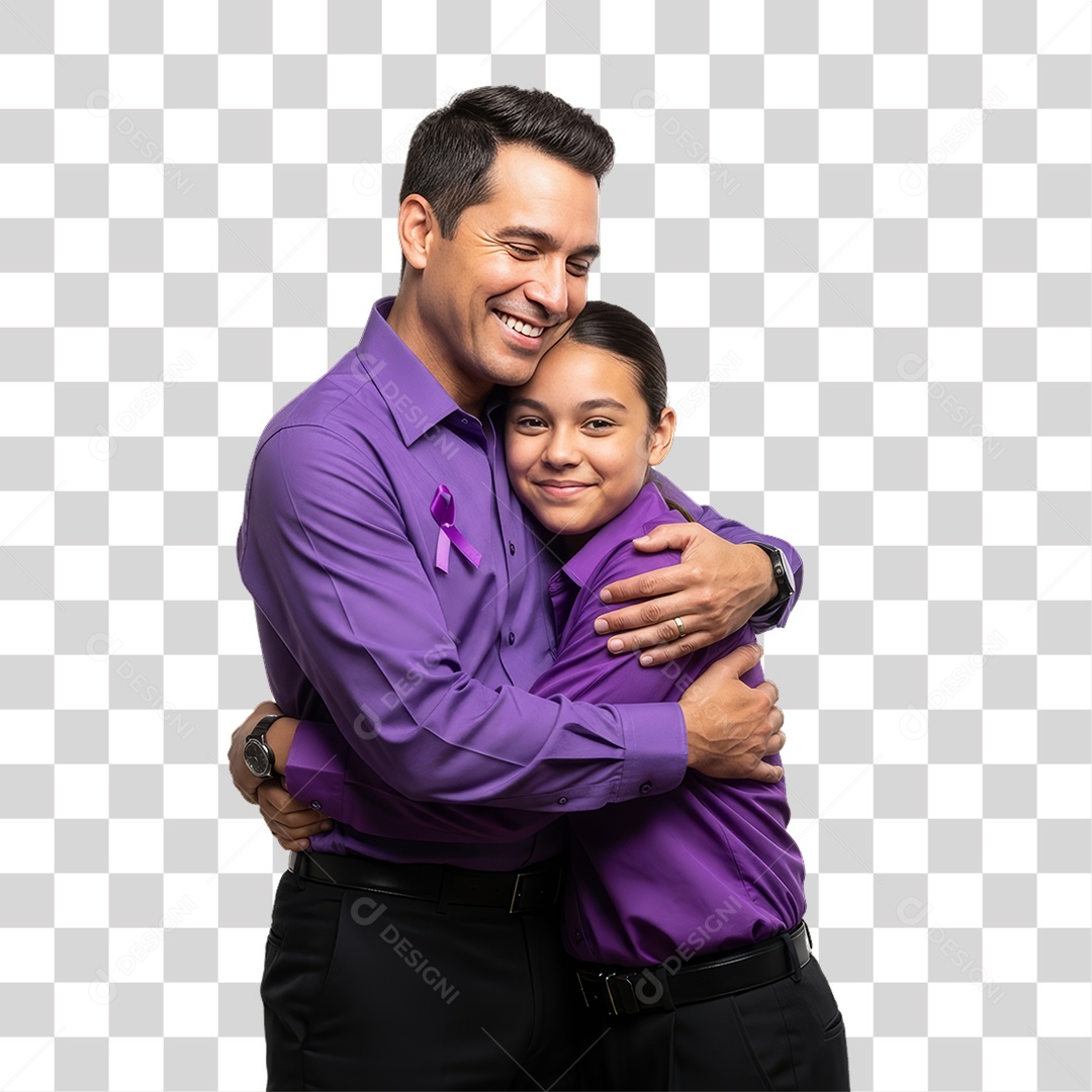 Casal em Campanha Fevereiro Roxo PNG Transparente