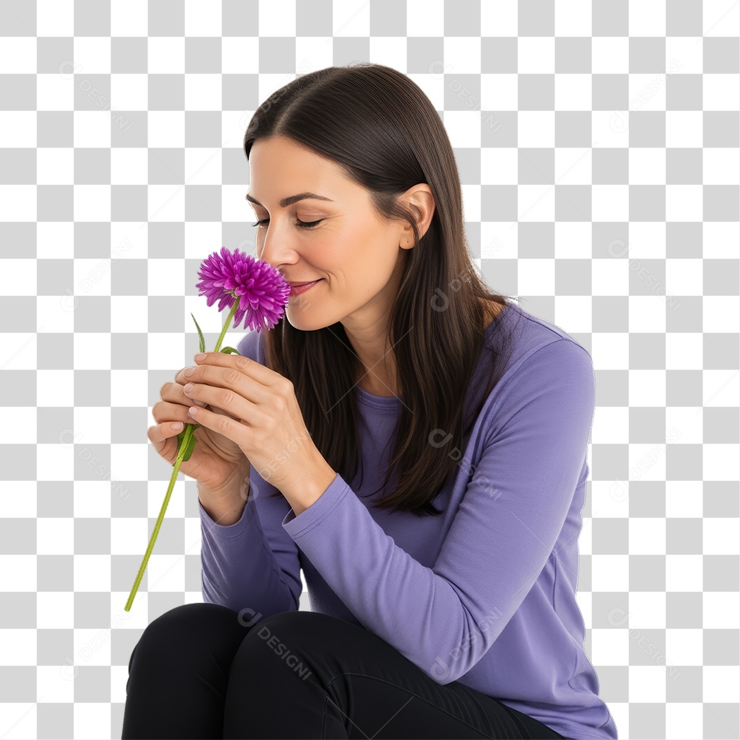 Mulher em Campanha Fevereiro Roxo PNG Transparente