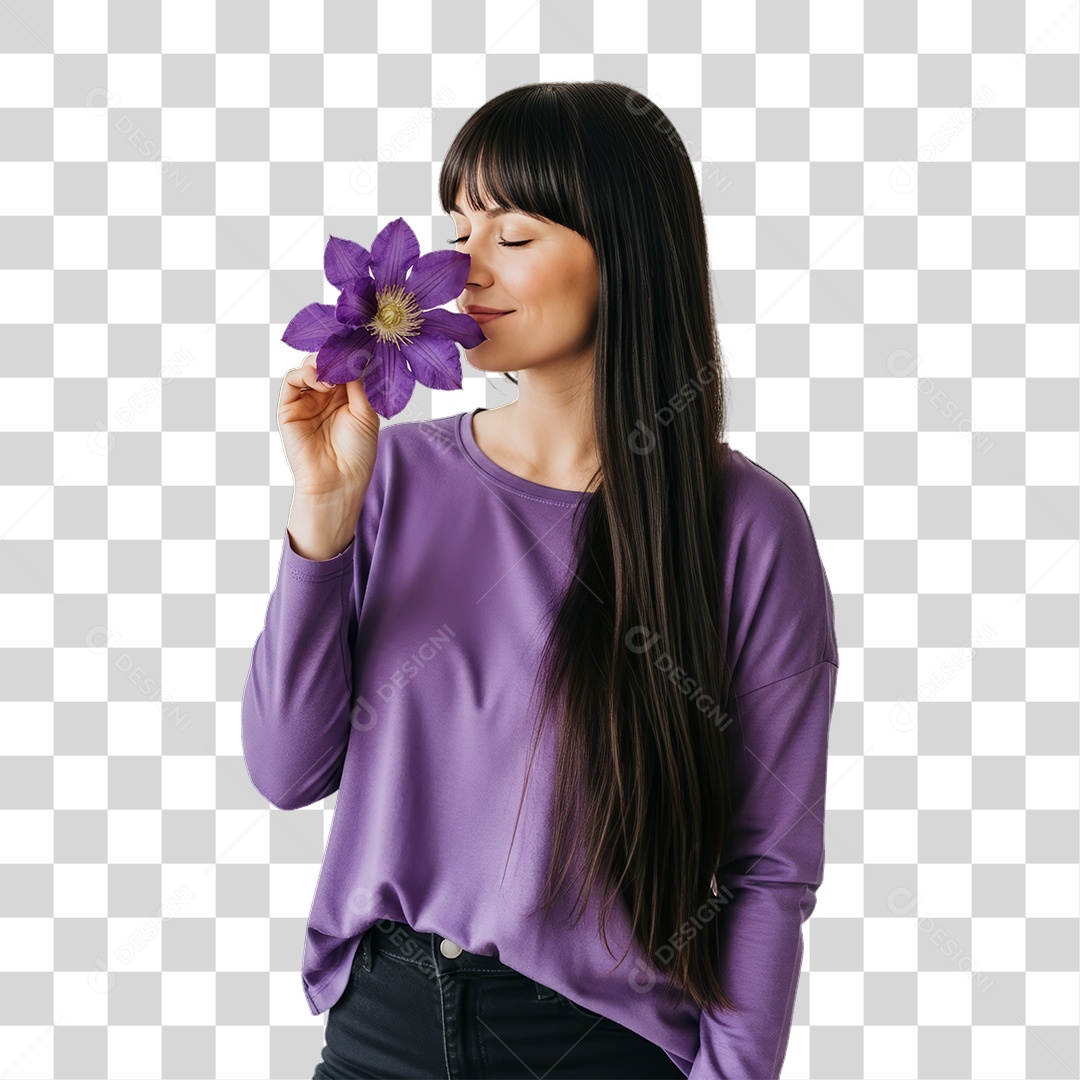 Mulher em Campanha Fevereiro Roxo PNG Transparente