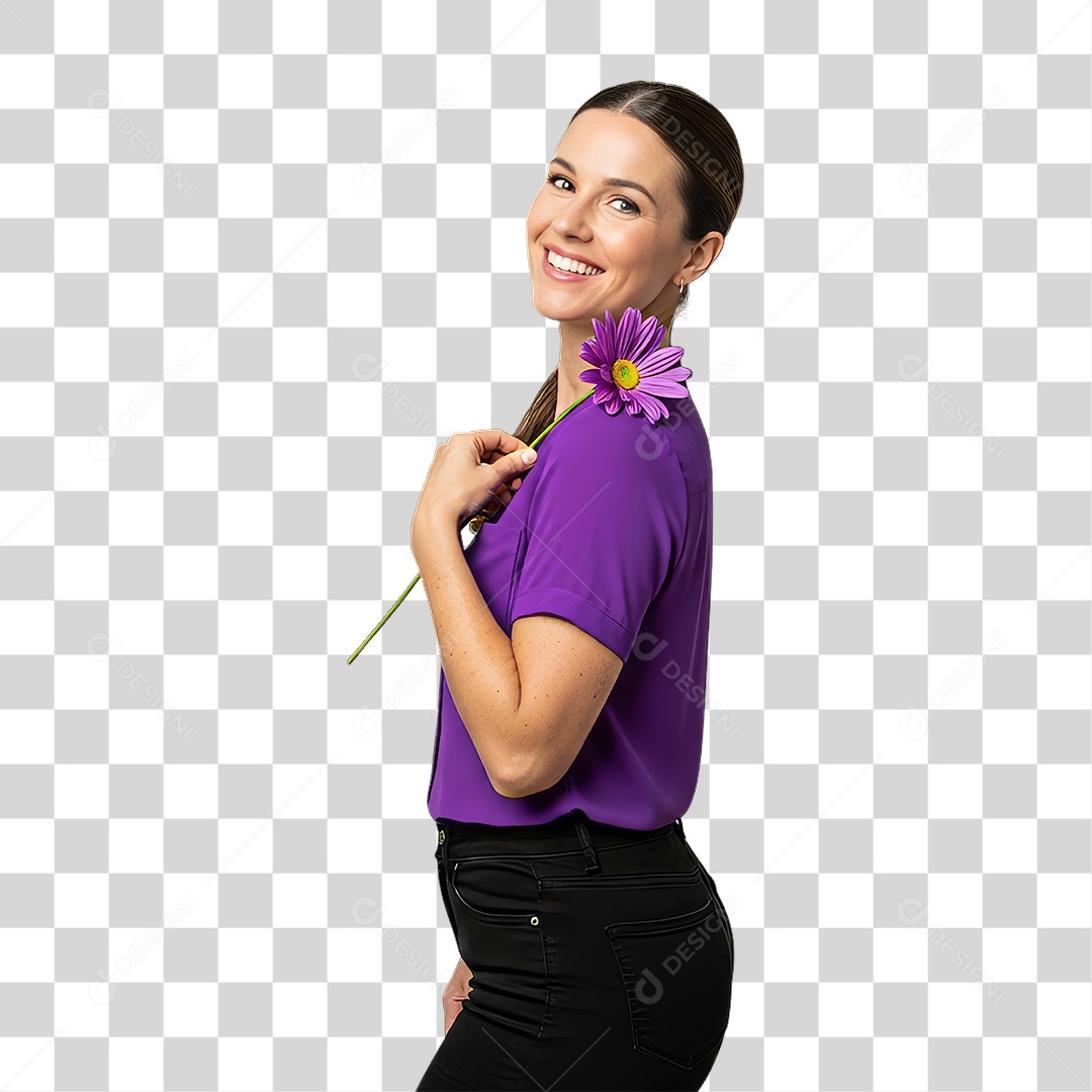Mulher em Campanha Fevereiro Roxo PNG Transparente