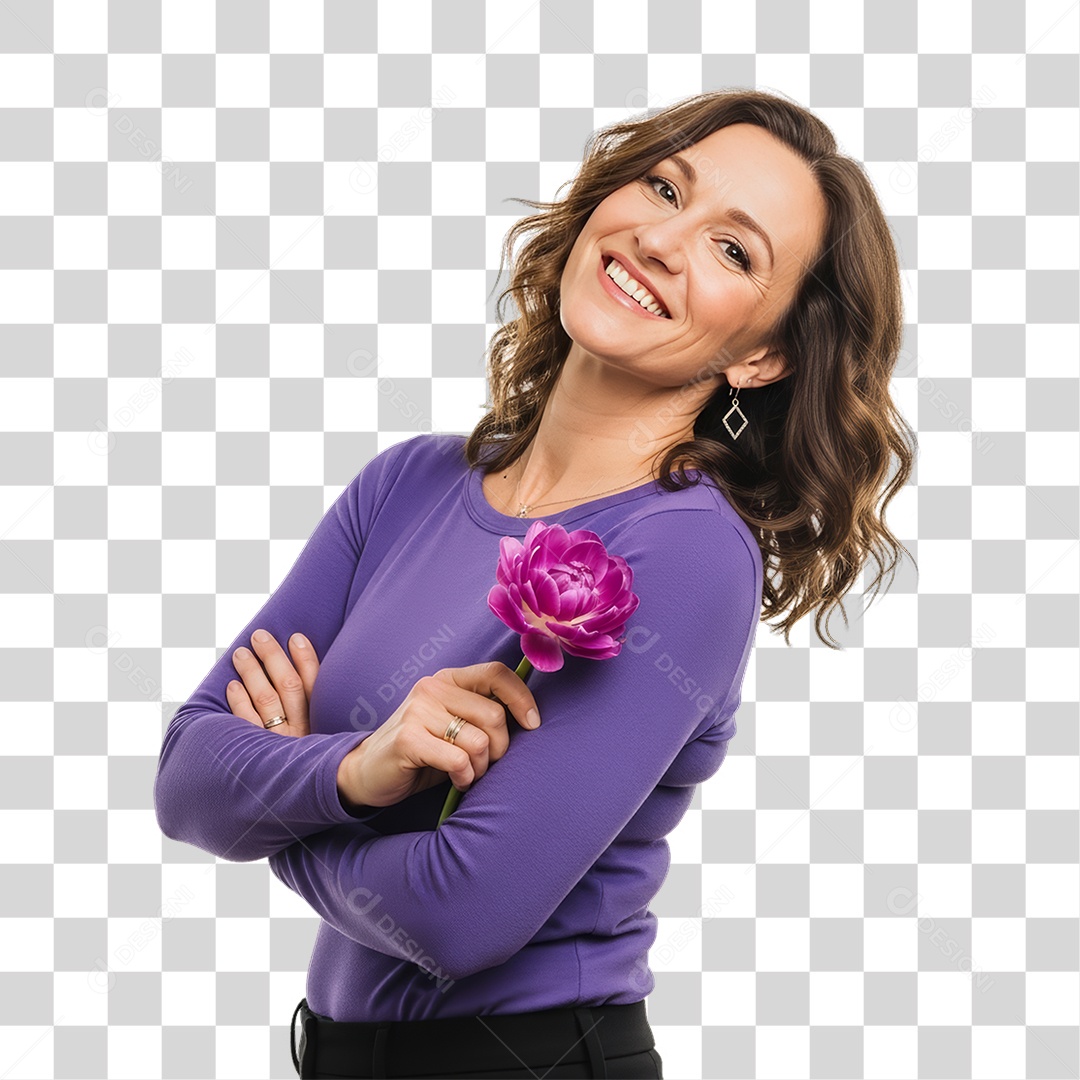 Mulher em Campanha Fevereiro Roxo PNG Transparente