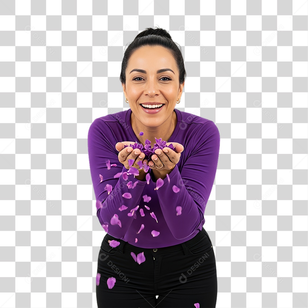 Mulher em Campanha Fevereiro Roxo PNG Transparente