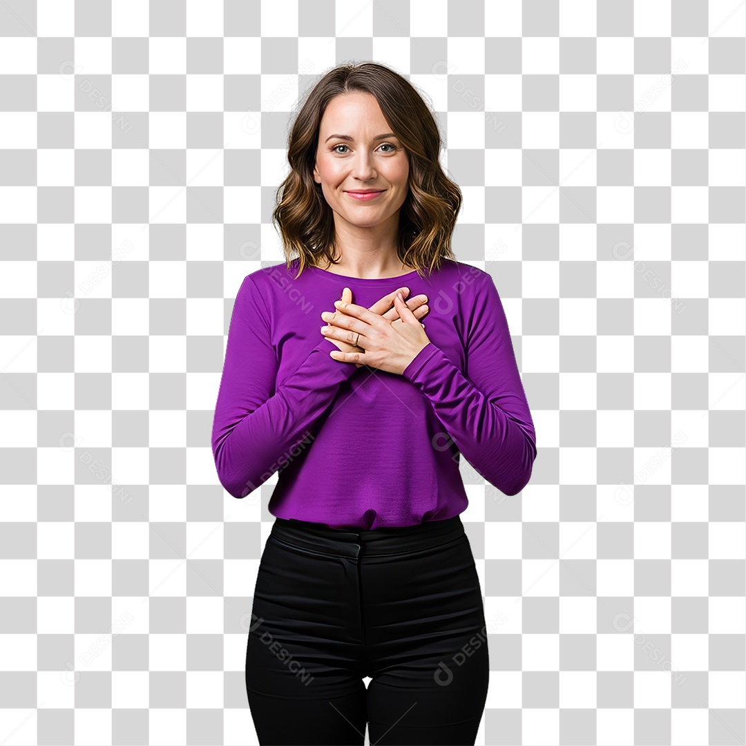Mulher em Campanha Fevereiro Roxo PNG Transparente