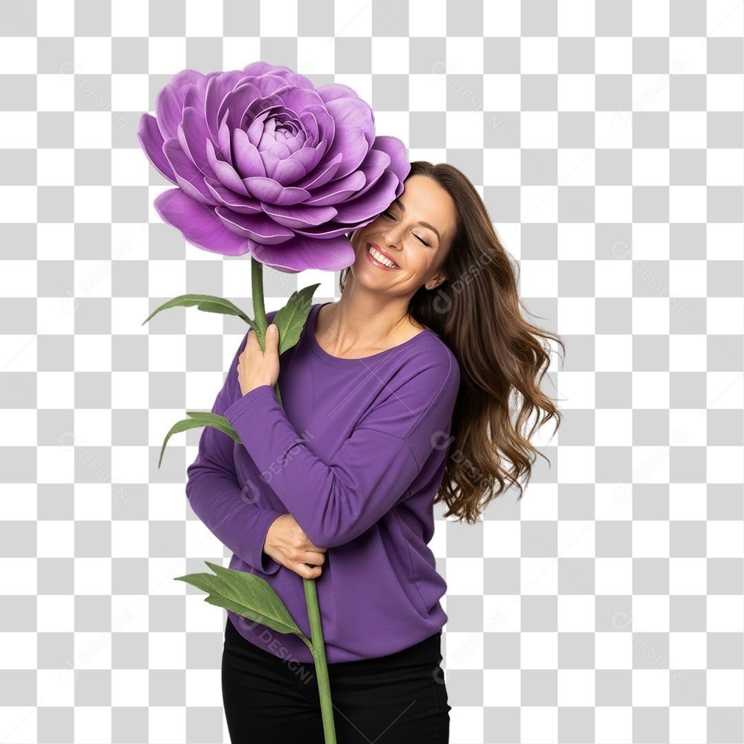 Mulher em Campanha Fevereiro Roxo PNG Transparente