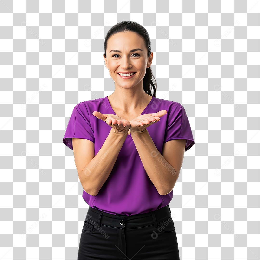Mulher em Campanha Fevereiro Roxo PNG Transparente