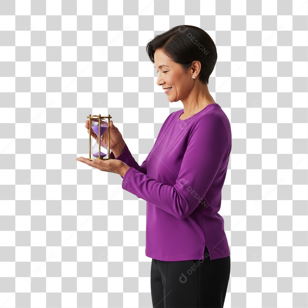 Mulher em Campanha Fevereiro Roxo PNG Transparente