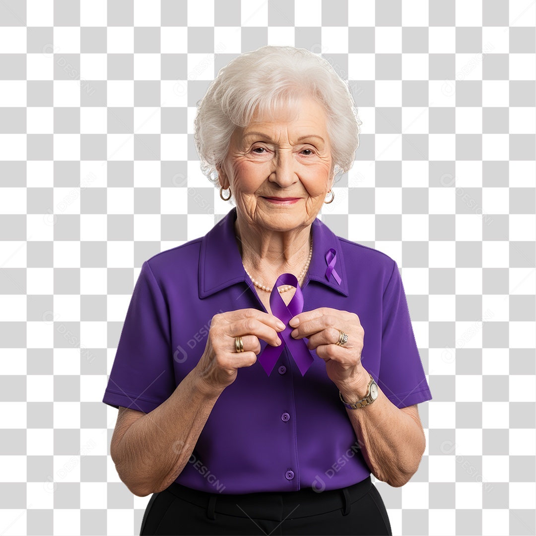 Mulher em Campanha Fevereiro Roxo PNG Transparente