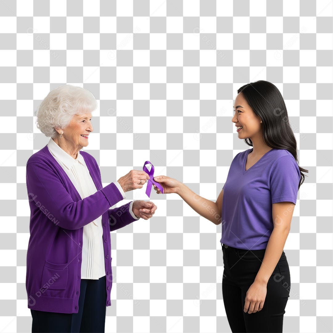 Mulheres em Campanha Fevereiro Roxo PNG Transparente