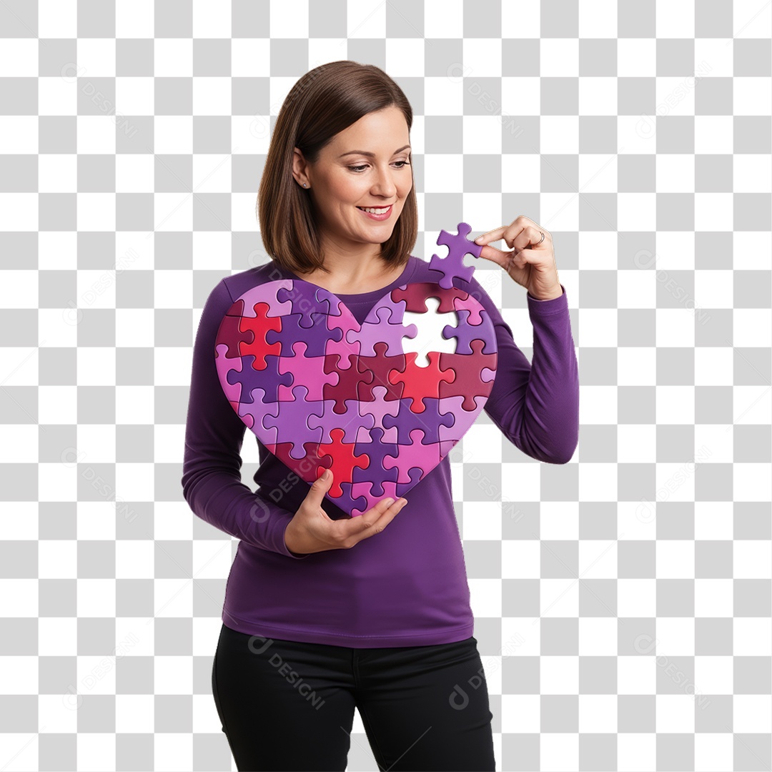 Mulher em Campanha Fevereiro Roxo PNG Transparente