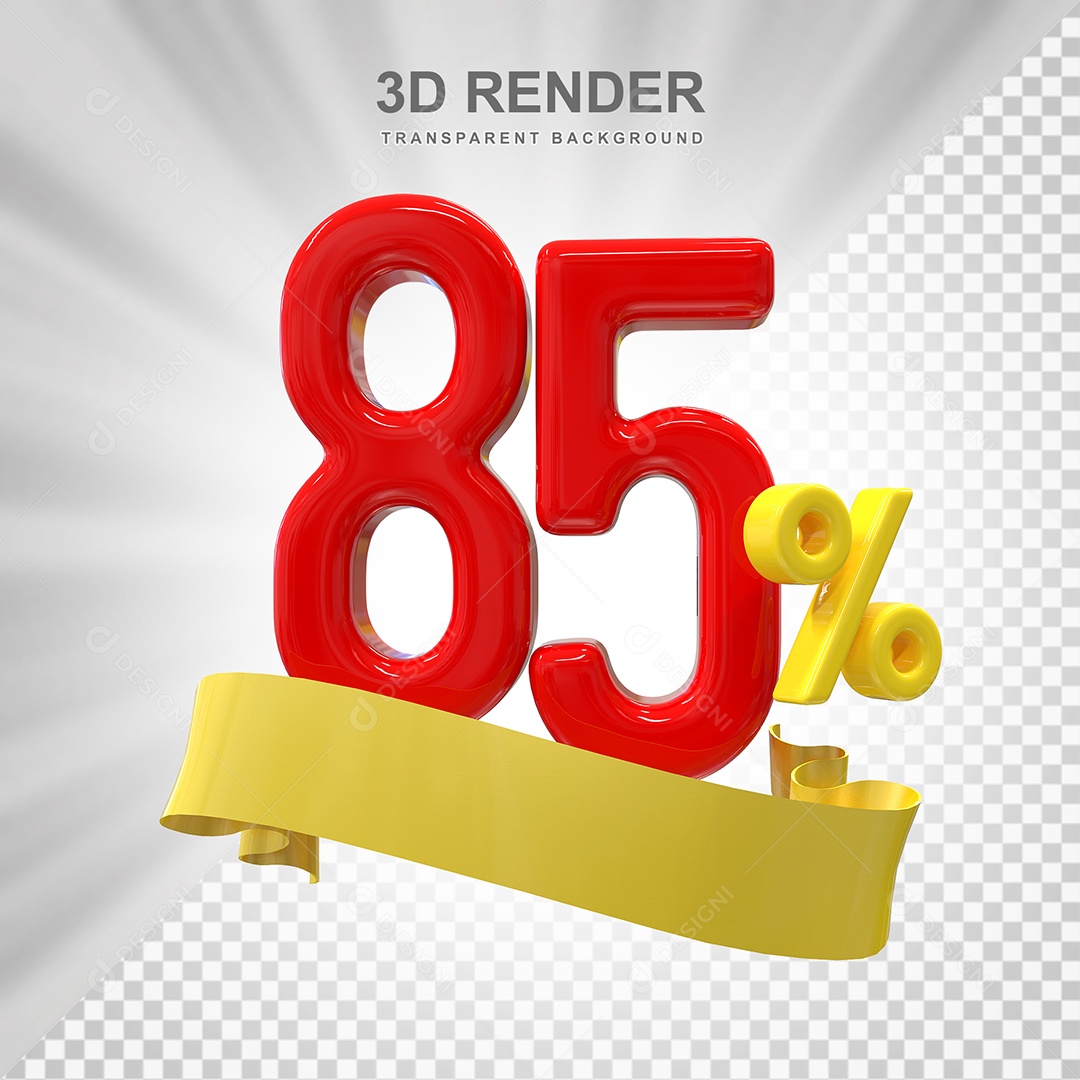 Número de Desconto 85% Elemento 3D Vermelho para Composição PSD