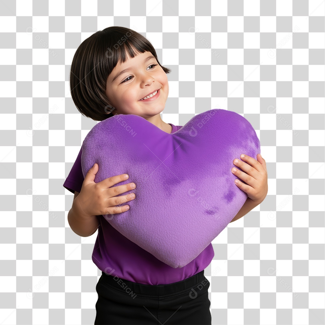 Criança em Campanha Fevereiro Roxo PNG Transparente